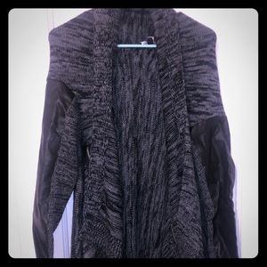 Rock & Republic Faux Leather Sleeve Cardigan